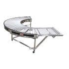 180 Degree Right Hand Gravity Turnaround Conveyor 22" Wide with 4' Straight Outfeed Conveyor