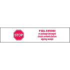 Printed Tape "Stop if Seal is Broken" 2"W x 165' - Case of 36 Rolls