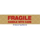 Printed "Fragile Handle With Care" Reinforced Kraft Gummed Tape 3" x 450' Case of 10 Rolls