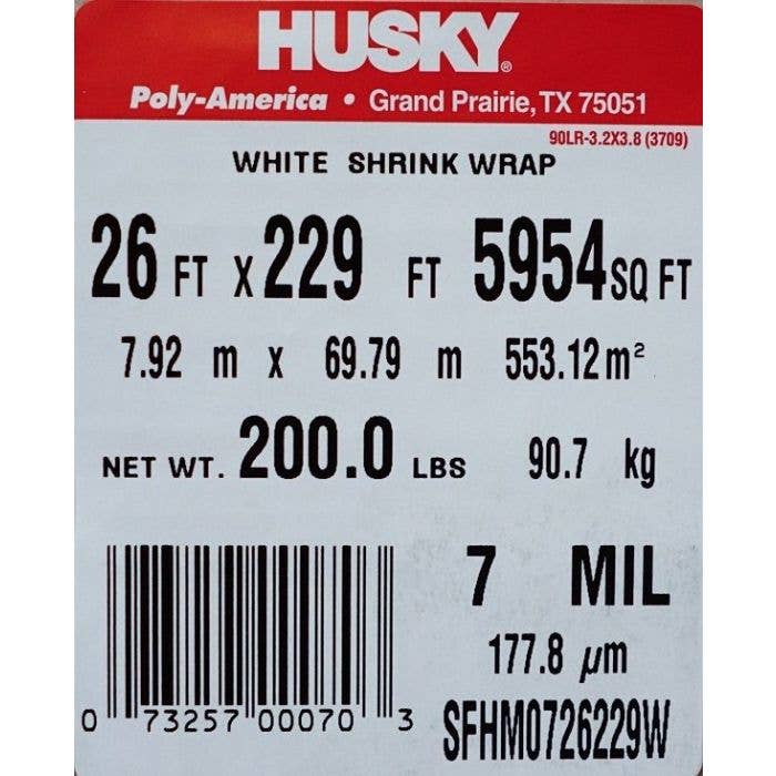 Husky Brand Shrink Wrap 7 Mil Thickness 26 x 229