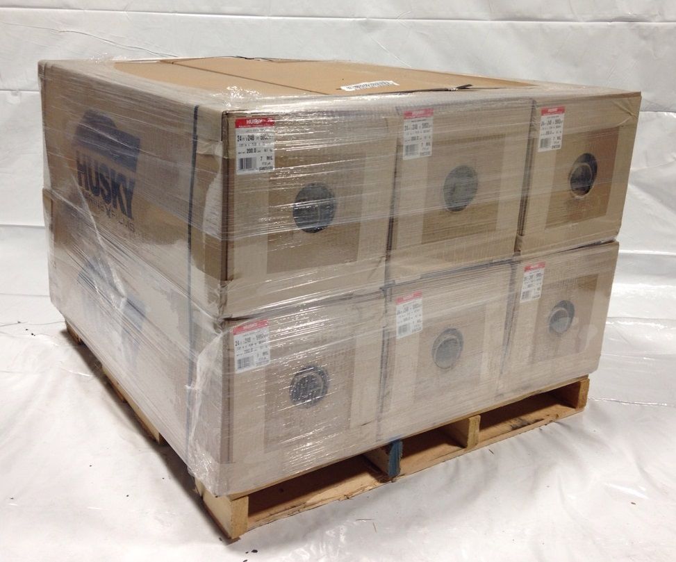 Pallet of 6 Rolls Husky Brand 7 Mil Shrink Wrap, 26' x 229'